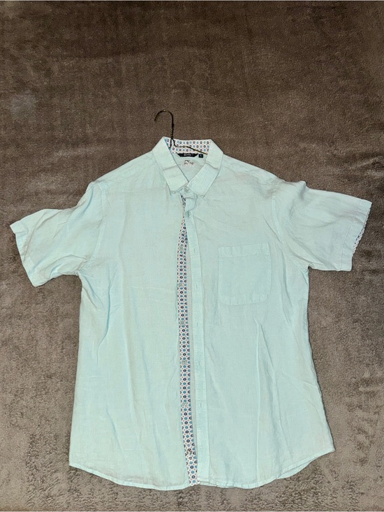 Bohio Other - Men's 100% Linen Short-Sleeve Button-Up Shirt in Light Mint
